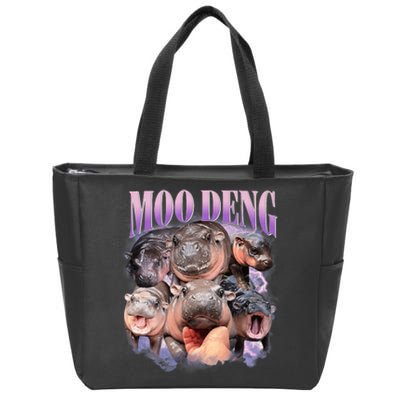 Funny Moodeng Baby Pygmy Hippo Cute Zoo For Family Moo Deng Lovers Zip Tote Bag