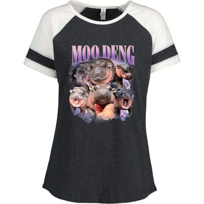 Funny Moodeng Baby Pygmy Hippo Cute Zoo For Family Moo Deng Lovers Enza Ladies Jersey Colorblock Tee