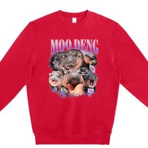 Funny Moodeng Baby Pygmy Hippo Cute Zoo For Family Moo Deng Lovers Premium Crewneck Sweatshirt