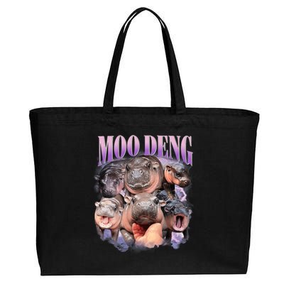 Funny Moodeng Baby Pygmy Hippo Cute Zoo For Family Moo Deng Lovers Cotton Canvas Jumbo Tote