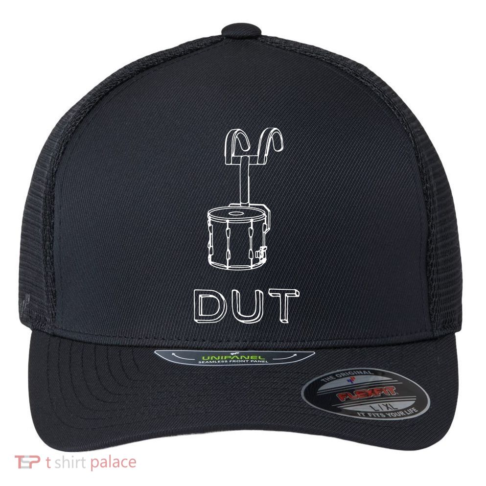 Funny Marching Band Drum Line DUT Snare Drummer Flexfit Unipanel Trucker Cap