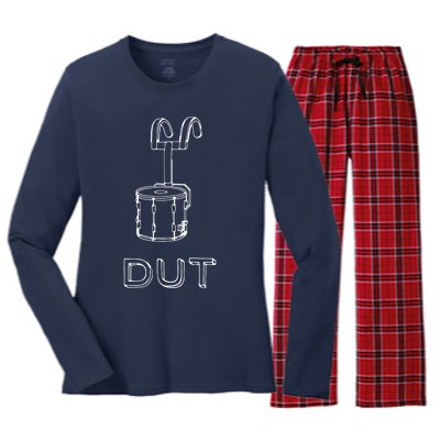 Funny Marching Band Drum Line DUT Snare Drummer Women's Long Sleeve Flannel Pajama Set 