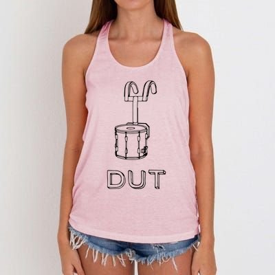 Funny Marching Band Drum Line DUT Snare Drummer Women's Knotted Racerback Tank