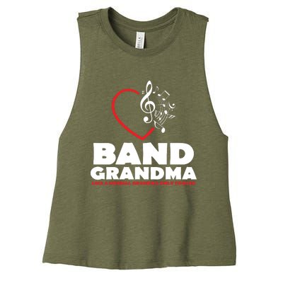 Funny Marching Band Grandma Music Lover Percussion Mom Gift Women's Racerback Cropped Tank