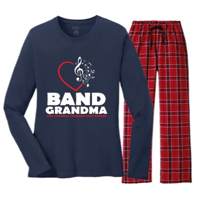 Funny Marching Band Grandma Music Lover Percussion Mom Gift Women's Long Sleeve Flannel Pajama Set 