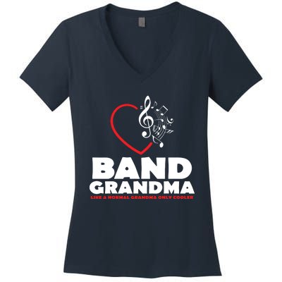 Funny Marching Band Grandma Music Lover Percussion Mom Gift Women's V-Neck T-Shirt