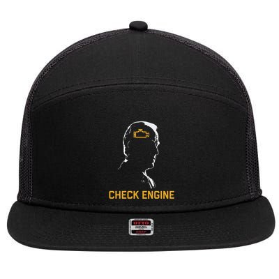 Funny Meme Biden Check Engine Light Anti Biden 7 Panel Mesh Trucker Snapback Hat