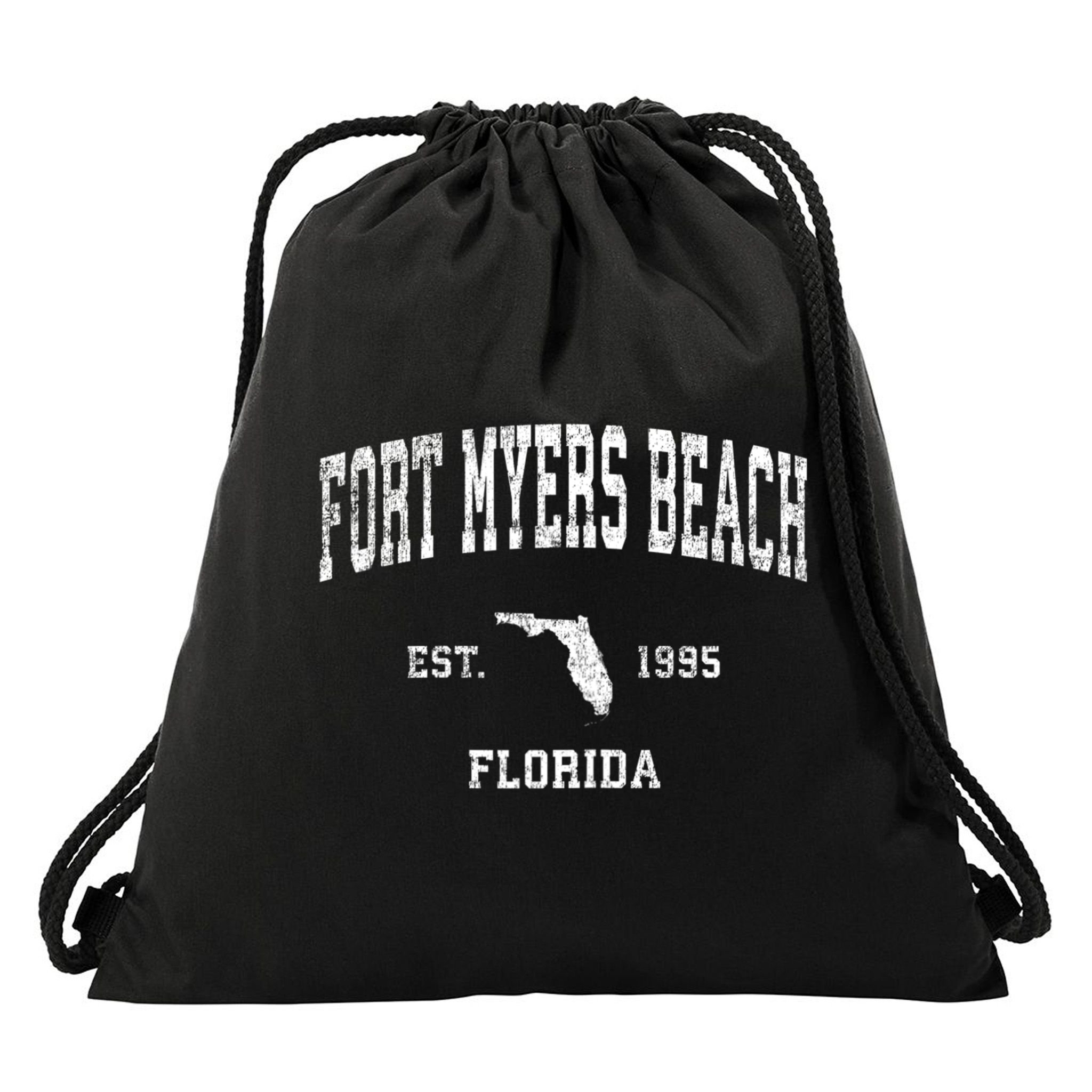 Fort Myers Beach Florida Fl Vintage Established Sports Design Drawstring Bag
