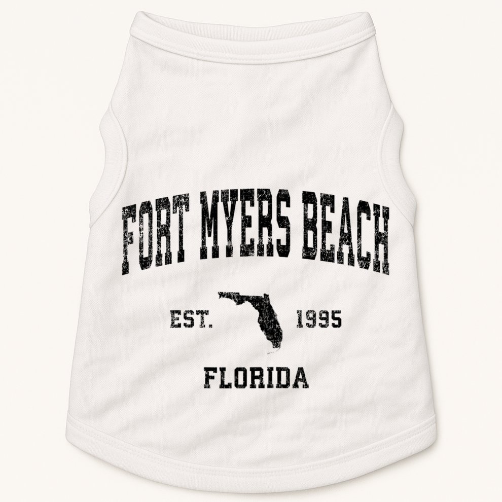 Fort Myers Beach Florida Fl Vintage Established Sports Design Doggie Tank