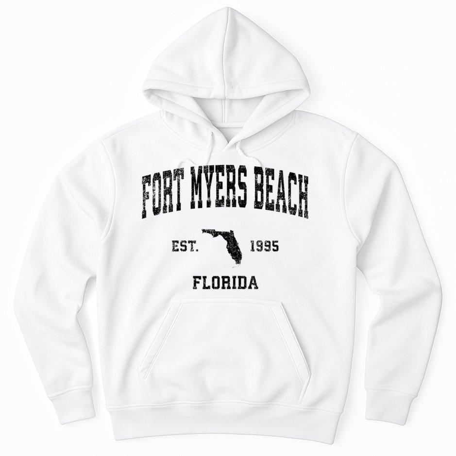 Fort Myers Beach Florida Fl Vintage Established Sports Design Hoodie
