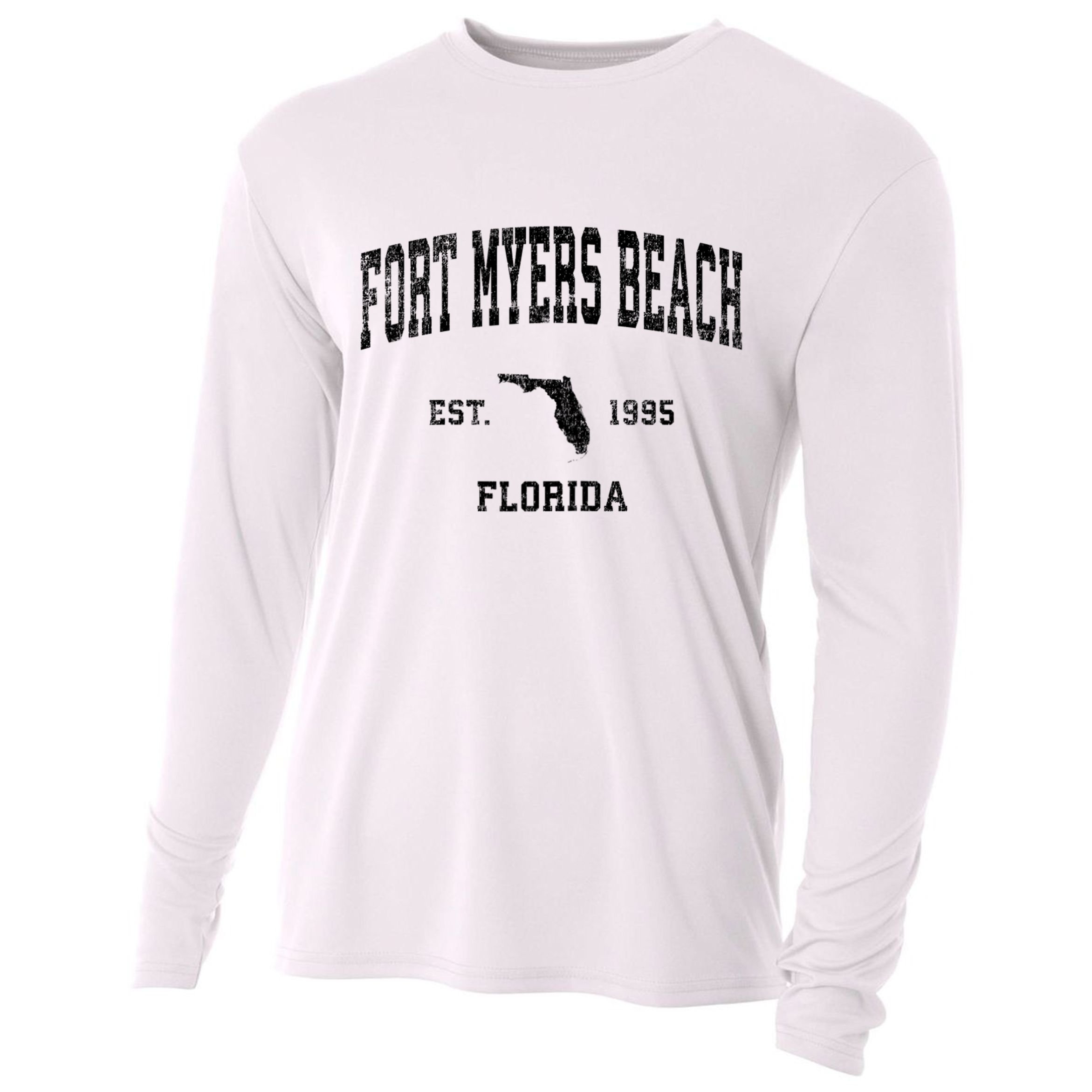 Fort Myers Beach Florida Fl Vintage Established Sports Design Cooling Performance Long Sleeve Crew