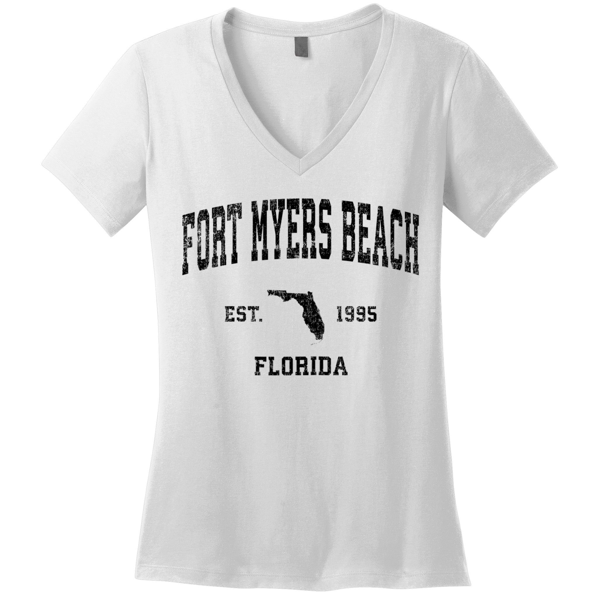 Fort Myers Beach Florida Fl Vintage Established Sports Design Women's V-Neck T-Shirt
