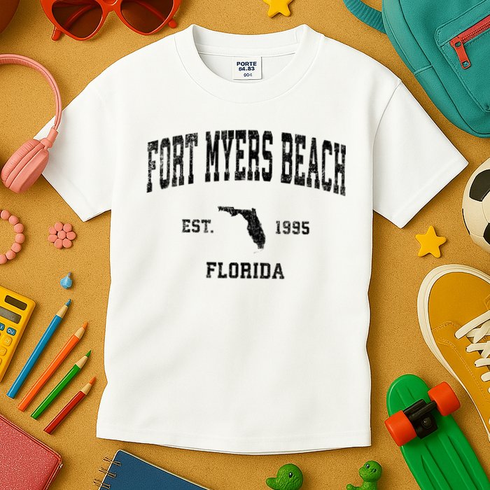 Fort Myers Beach Florida Fl Vintage Established Sports Design Kids T-Shirt
