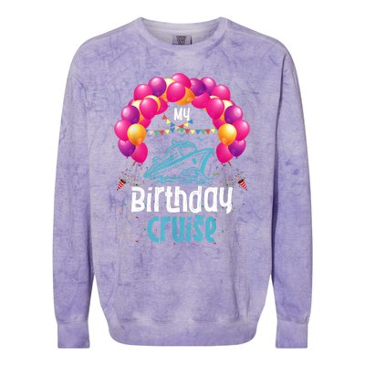 Festive My Birthday Cruise Ship Party Anniversary Colorblast Crewneck Sweatshirt