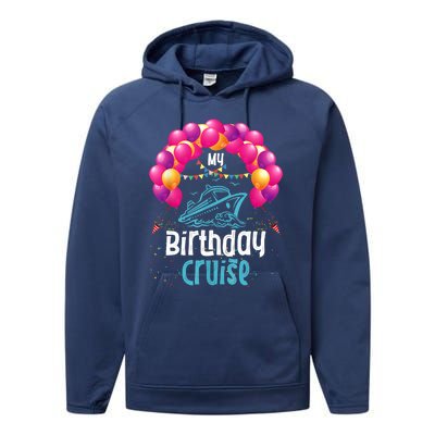 Festive My Birthday Cruise Ship Party Anniversary Performance Fleece Hoodie