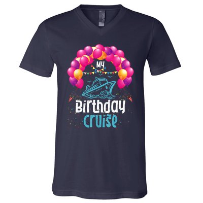 Festive My Birthday Cruise Ship Party Anniversary V-Neck T-Shirt