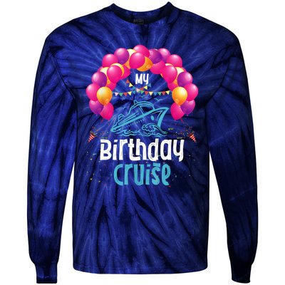 Festive My Birthday Cruise Ship Party Anniversary Tie-Dye Long Sleeve Shirt