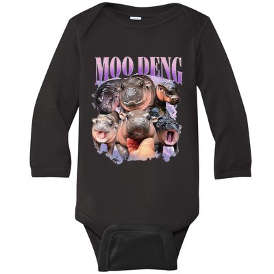 Funny Moodeng Baby Pygmy Hippo Cute Zoo For Family Baby Long Sleeve Bodysuit