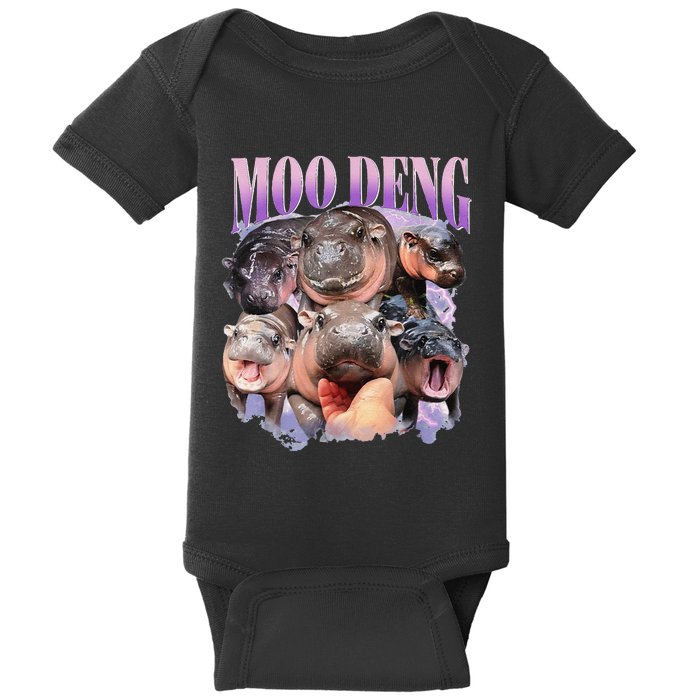 Funny Moodeng Baby Pygmy Hippo Cute Zoo For Family Baby Bodysuit