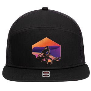 Funny Mountain Biking Art Mtb Mountain Biker Great Gift 7 Panel Mesh Trucker Snapback Hat