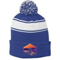 Funny Mountain Biking Art Mtb Mountain Biker Great Gift Stripe Pom Pom Beanie