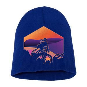 Funny Mountain Biking Art Mtb Mountain Biker Great Gift Short Acrylic Beanie