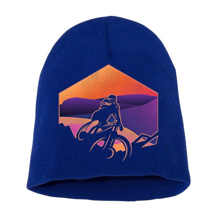 Funny Mountain Biking Art Mtb Mountain Biker Great Gift Short Acrylic Beanie