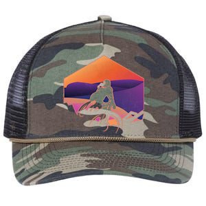 Funny Mountain Biking Art Mtb Mountain Biker Great Gift Retro Rope Trucker Hat Cap