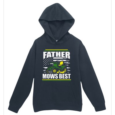 Father Mows Best Funny Lawn Mower American Flag Fathers Day Urban Pullover Hoodie