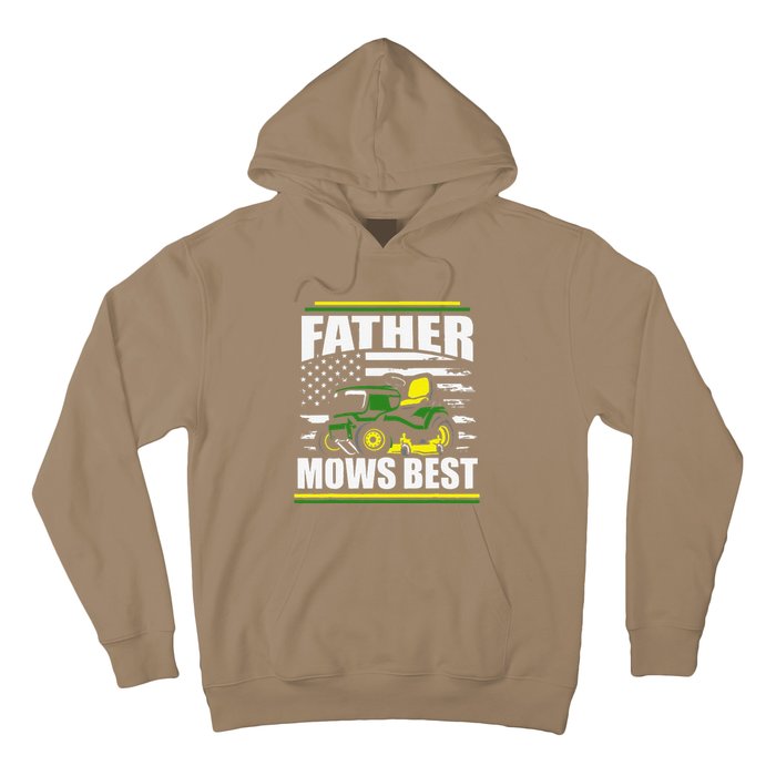 Father Mows Best Funny Lawn Mower American Flag Fathers Day Hoodie