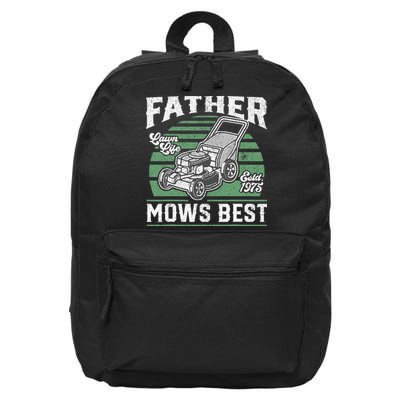 Father Mows Best Funny Lawn Mower Mowing Fathers Day Gift 16 in Basic Backpack
