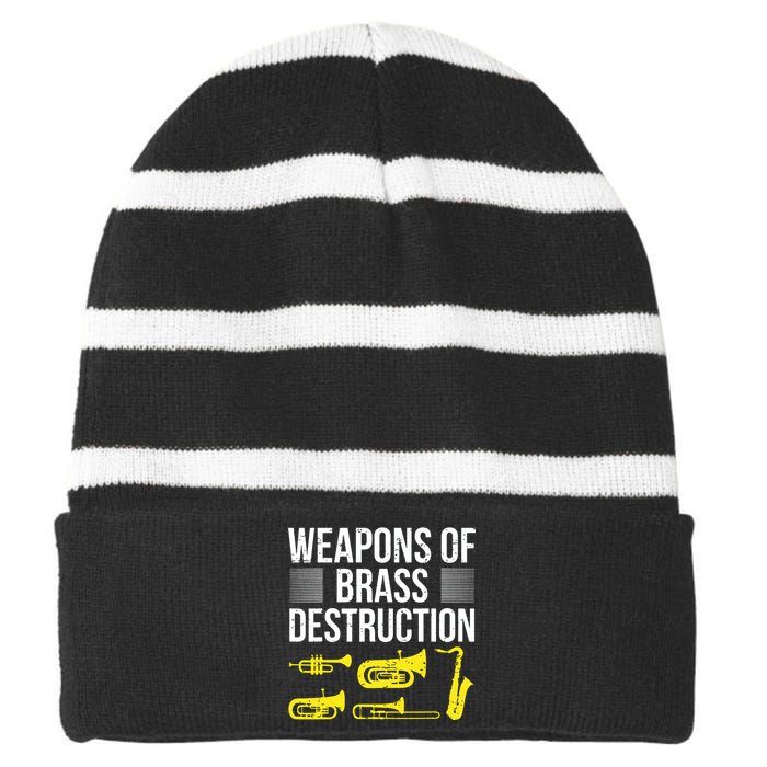 Funny Marching Band Trumpet Player Trombone Brass Band Music Striped Beanie with Solid Band