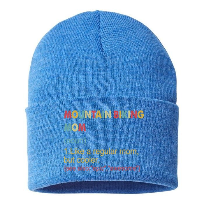 Funny Mountain Biking Definition Vintage Mom Cool Gift Sustainable Knit Beanie