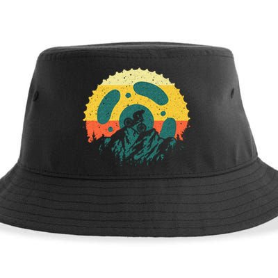 Funny Mountain Bike Art For Men Women Vintage Cycling Gear Sustainable Bucket Hat