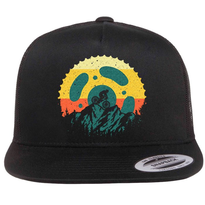 Funny Mountain Bike Art For Men Women Vintage Cycling Gear Flat Bill Trucker Hat