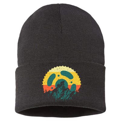 Funny Mountain Bike Art For Men Women Vintage Cycling Gear Sustainable Knit Beanie