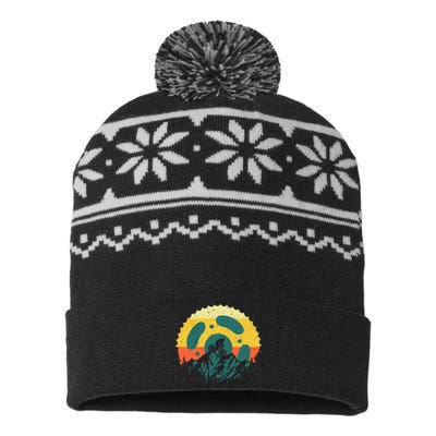 Funny Mountain Bike Art For Men Women Vintage Cycling Gear USA-Made Snowflake Beanie