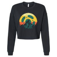 Funny Mountain Bike Art For Men Women Vintage Cycling Gear Cropped Pullover Crew