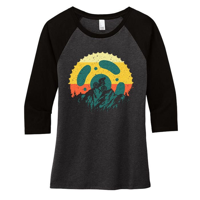 Funny Mountain Bike Art For Men Women Vintage Cycling Gear Women's Tri-Blend 3/4-Sleeve Raglan Shirt