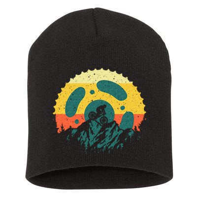 Funny Mountain Bike Art For Men Women Vintage Cycling Gear Short Acrylic Beanie