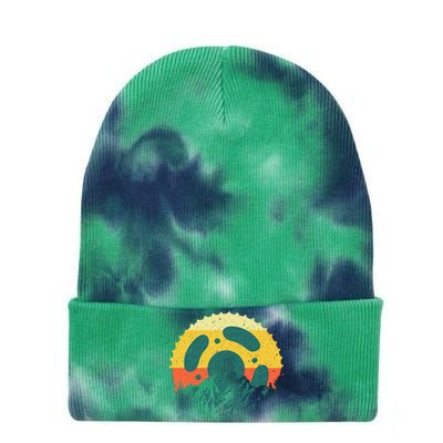 Funny Mountain Bike Art For Men Women Vintage Cycling Gear Tie Dye 12in Knit Beanie