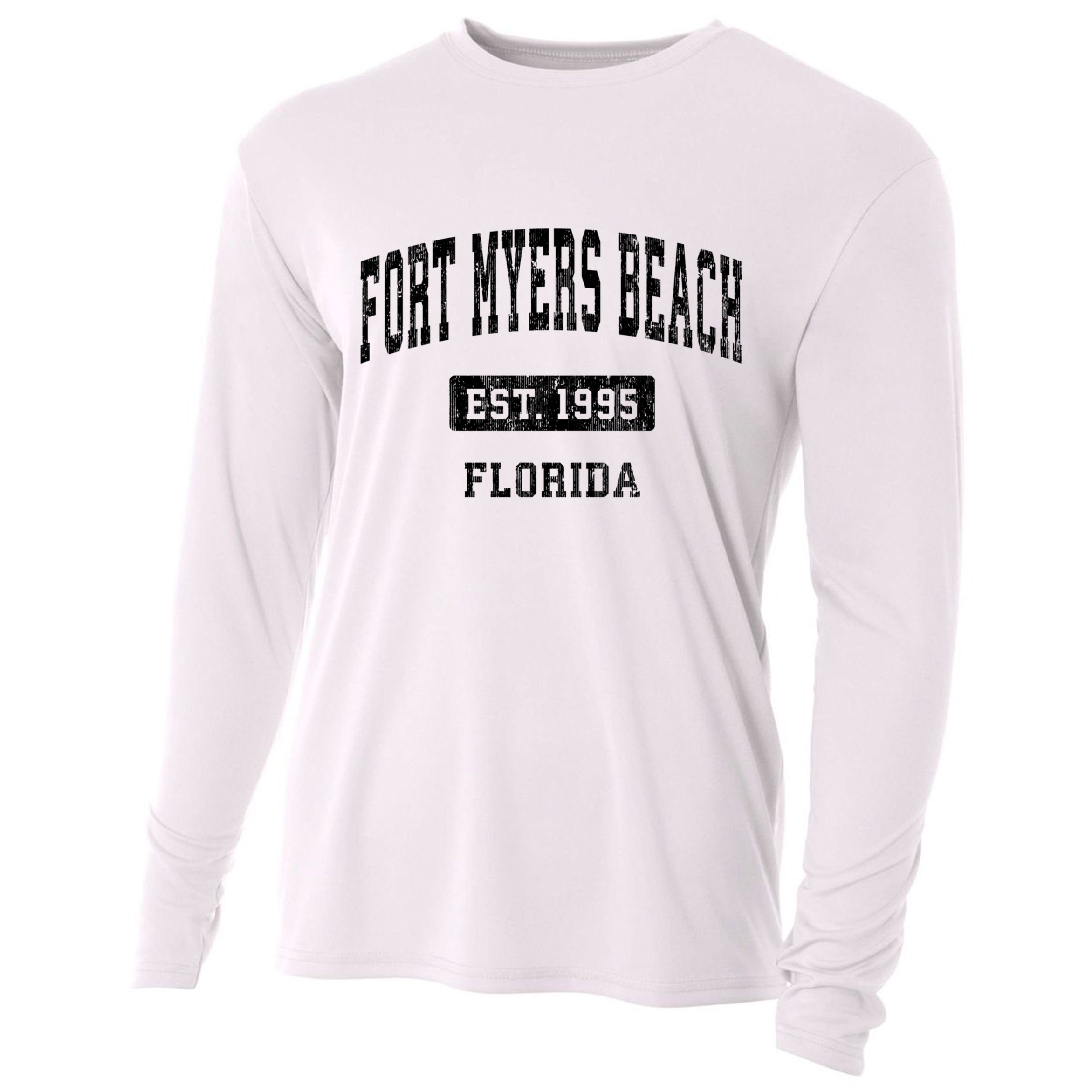 Fort Myers Beach Florida Fl Vintage Established Sports Design Cooling Performance Long Sleeve Crew