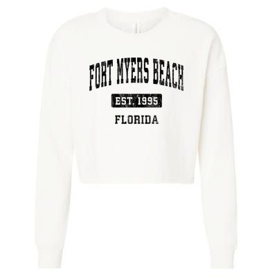 Fort Myers Beach Florida Fl Vintage Established Sports Design Cropped Pullover Crew