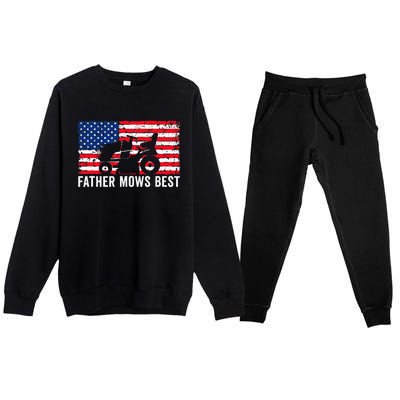 Father Mows Best Lawn Care Dad Mowing Patriotic Premium Crewneck Sweatsuit Set