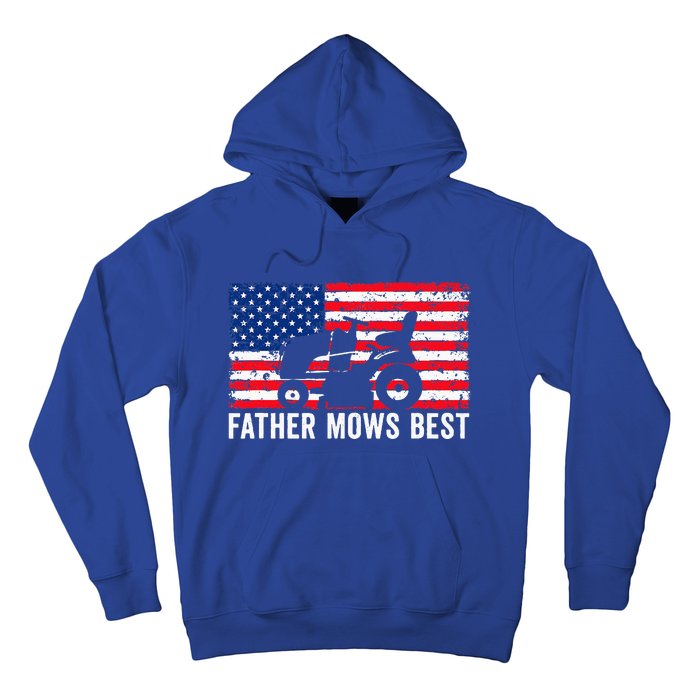 Father Mows Best Lawn Care Dad Mowing Patriotic Hoodie