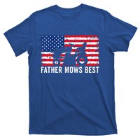 Father Mows Best Lawn Care Dad Mowing Patriotic T-Shirt