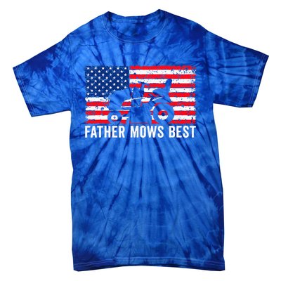 Father Mows Best Lawn Care Dad Mowing Patriotic Tie-Dye T-Shirt