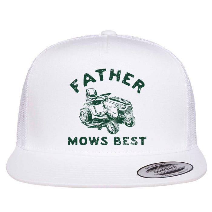 Father Mows Best Flat Bill Trucker Hat