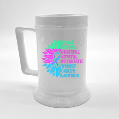 Funny Metastatic Breast Cancer Awareness Care Warrior Beer Stein