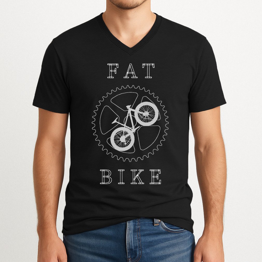 Fat Mountain Bike Bicycle Mtb Cyclist Gift V-Neck T-Shirt